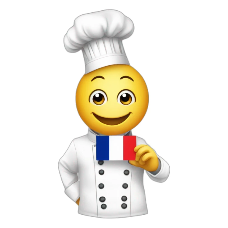 adorable snail cartoon with French flag and chef hat sticker