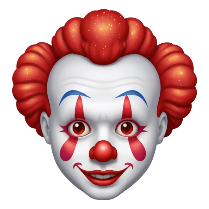 red glitter clown with the neutre facial expression sticker