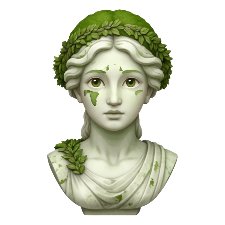 female greek sculpture with moss sticker