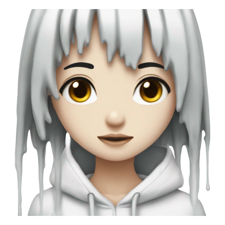 white paint dripping over an anime girl with black hair sticker