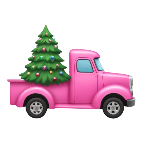 Pink truck with Christmas tree sticker