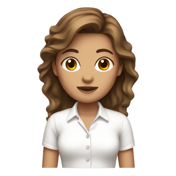 brown hair girl with white shirt sticker