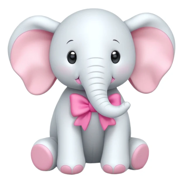 jellycat 3d plush white Elephant with a bow on its head sticker