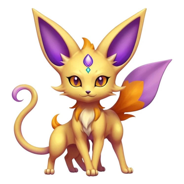 Shiny Exotic Elemental Espeon-Persian-Pokémon-Fakémon-hybrid-creature (full body) sticker