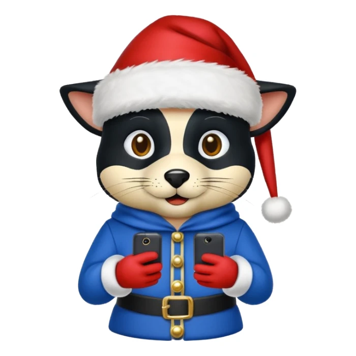 Zorro animal  con gorro de navida y ropa azul para una de repuesto de celular  sticker