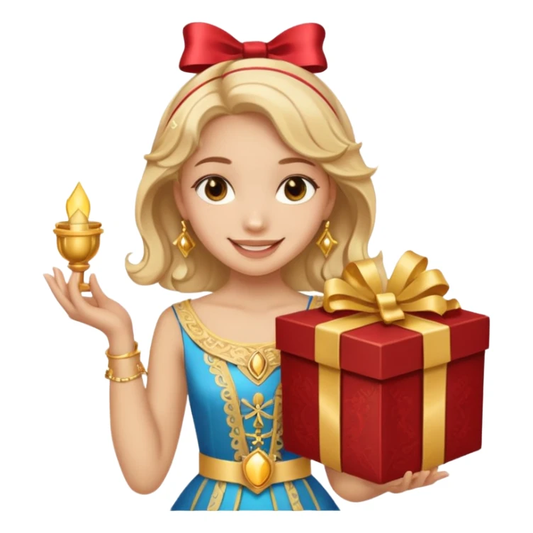 A smiling girl holding a beautiful box in her hand sticker