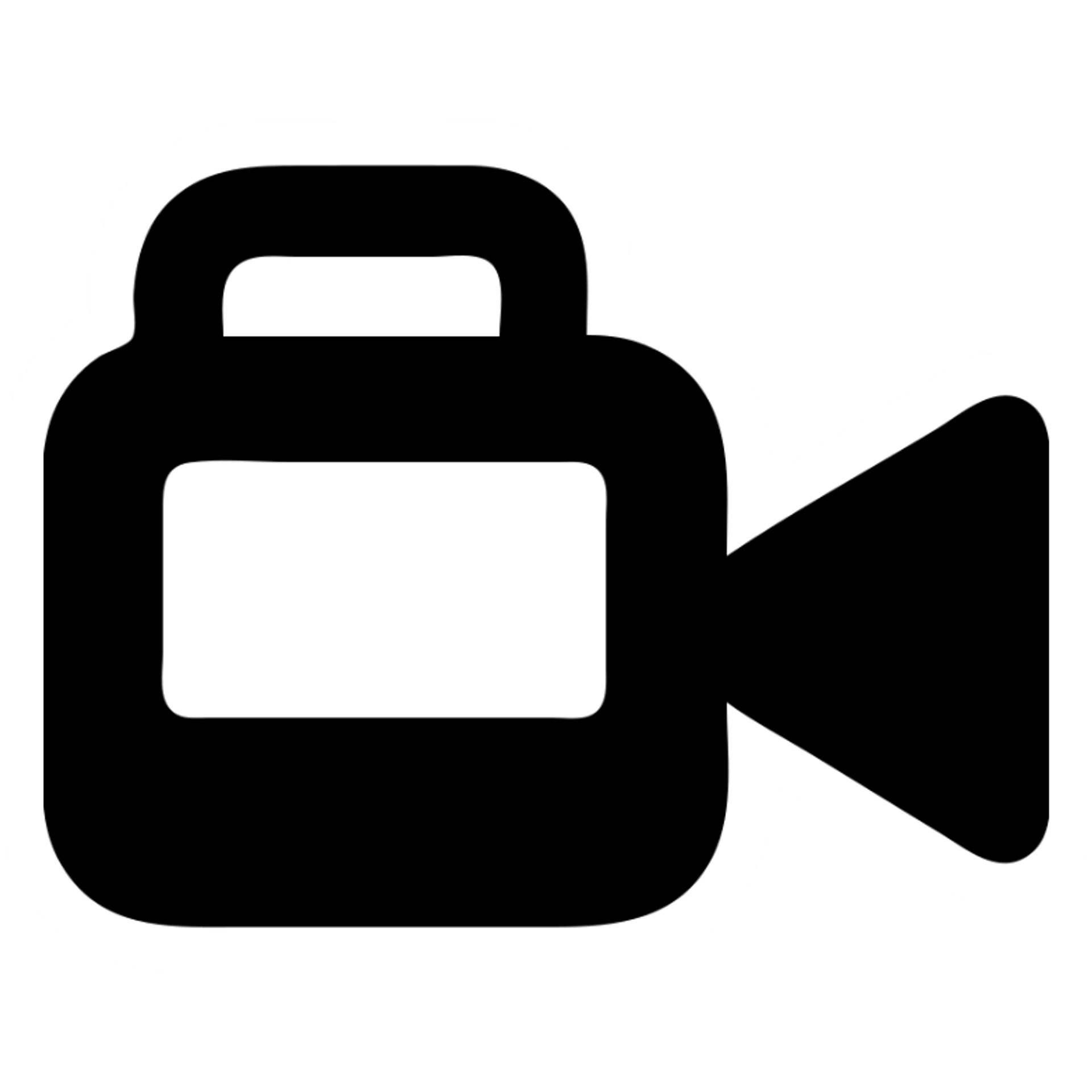 A video camera in a black filled icon style, with a screen. sticker