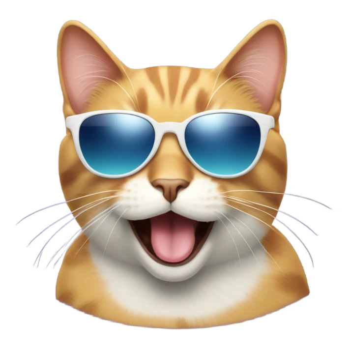 Cat with sunglasses sticking tongue out  sticker