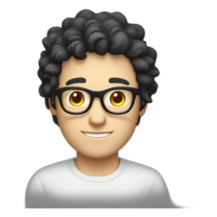 white skin guy with dark hair and glasses gives a sun sticker