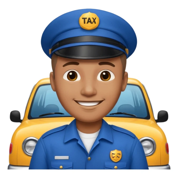 a taxi driver in blue uniform sticker