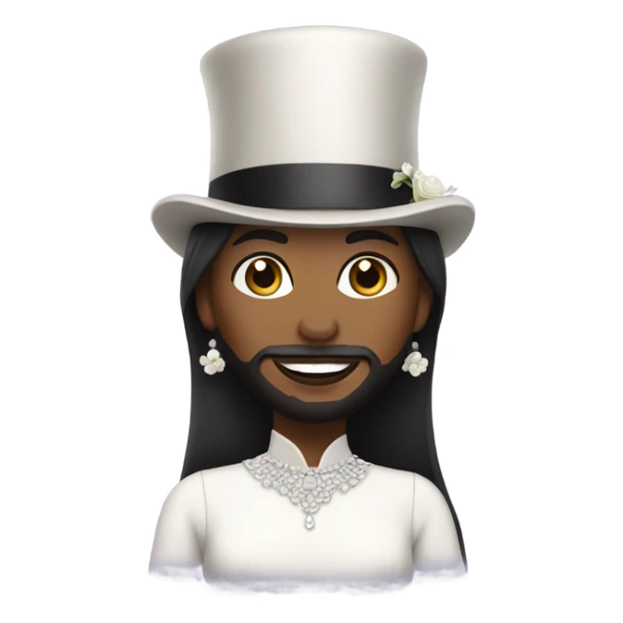 Bearded woman with top hat and wedding dress  sticker