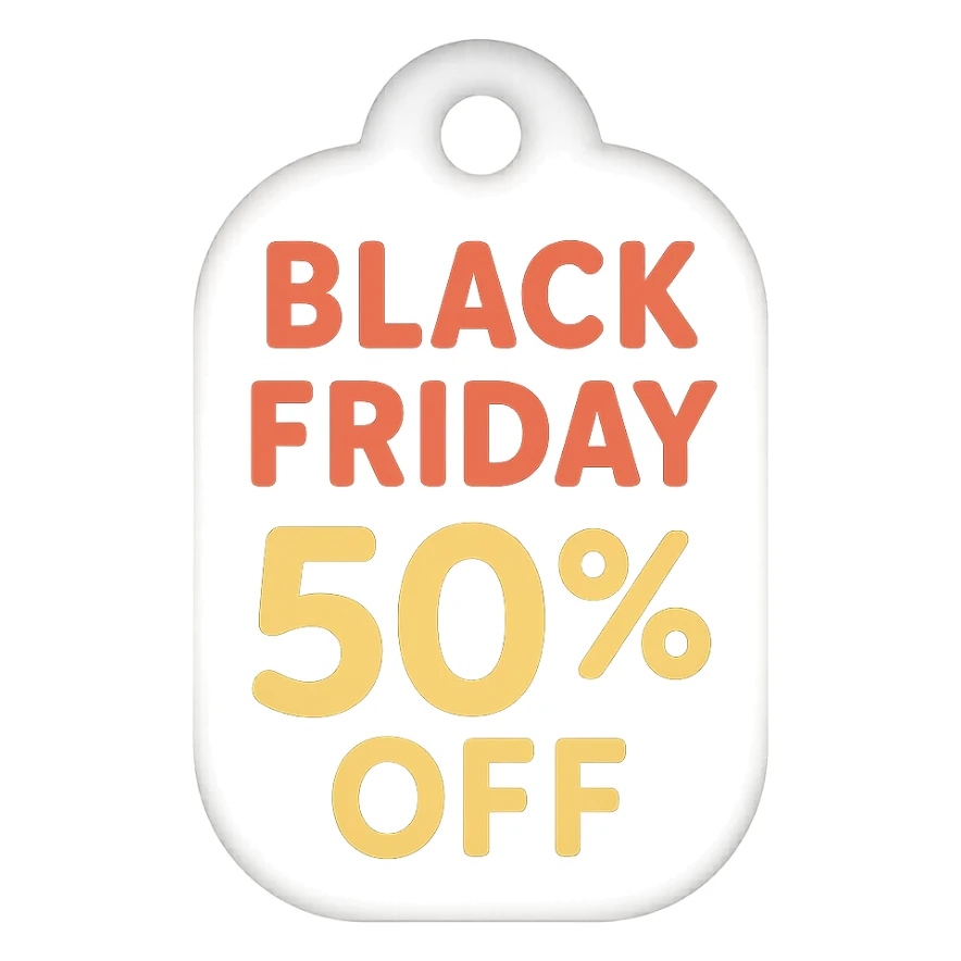 Black Friday label with hand lettering 50% off  sticker