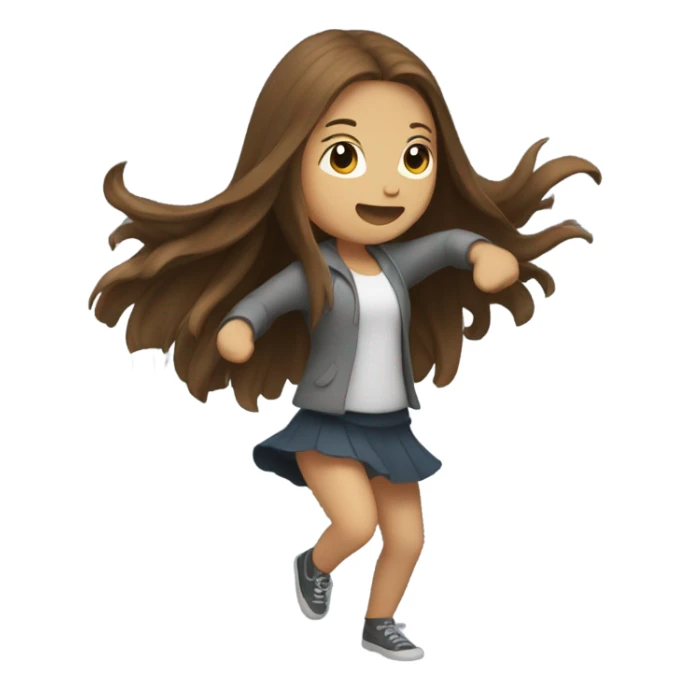 Girl with long brown hair dancing in rain sticker