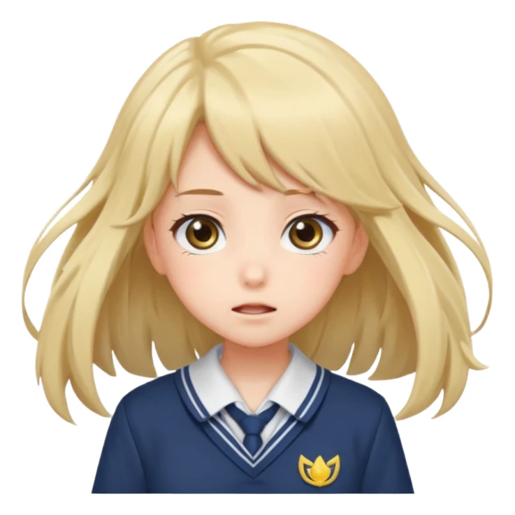 cute anime girl with blowing hair sticker