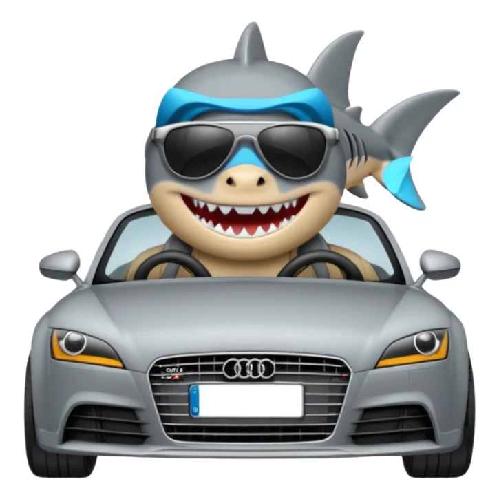 Shark driving an mk3 audi TT car sticker