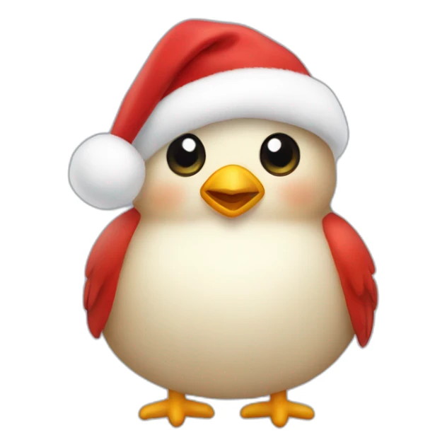 cute Fat Bird Santa wearing red scarf zoomed in sticker