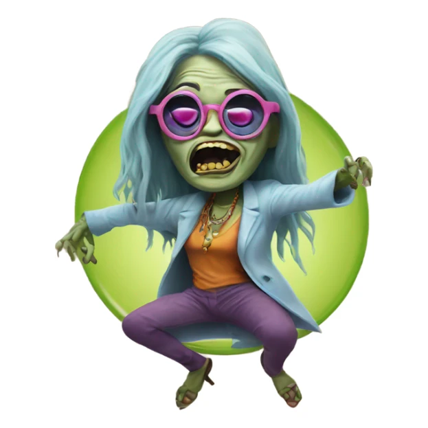  janis joplin zombie  dancing with circle glasses sticker