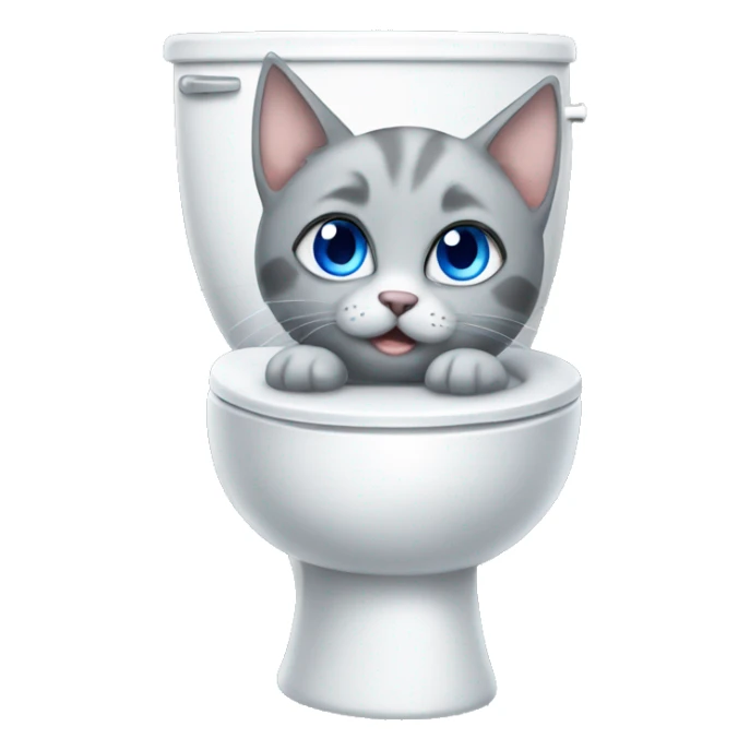 blue eyes grey kitten and toilet  sticker