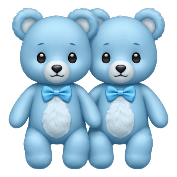sweet twin little blue bears with blue bow tie sticker