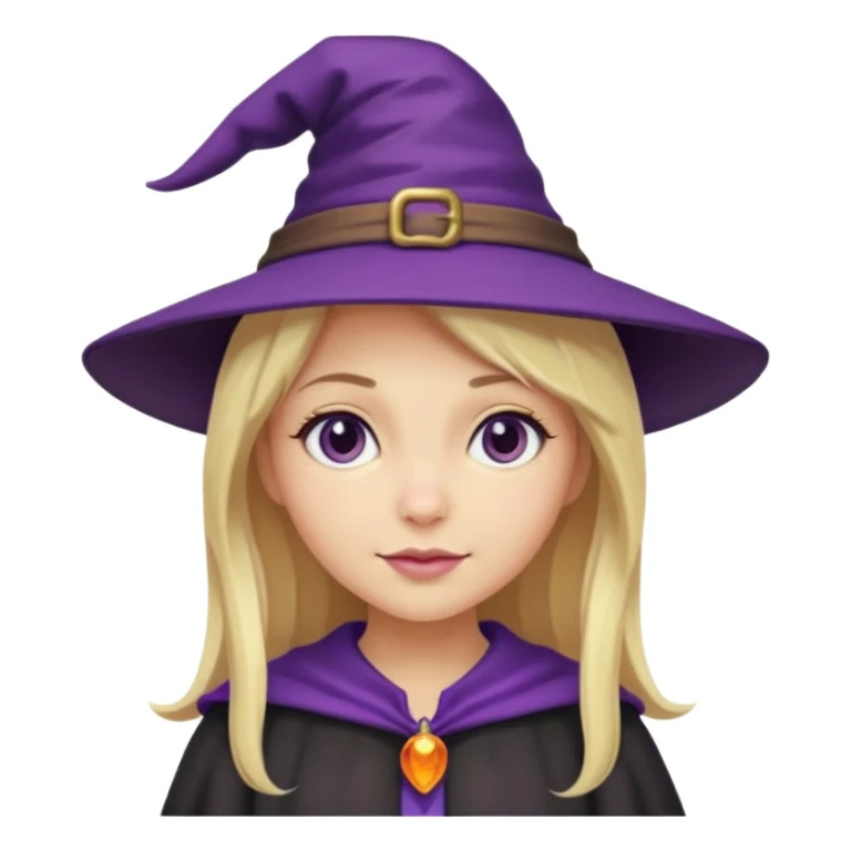 witch in purple hat with blond hair cute sticker