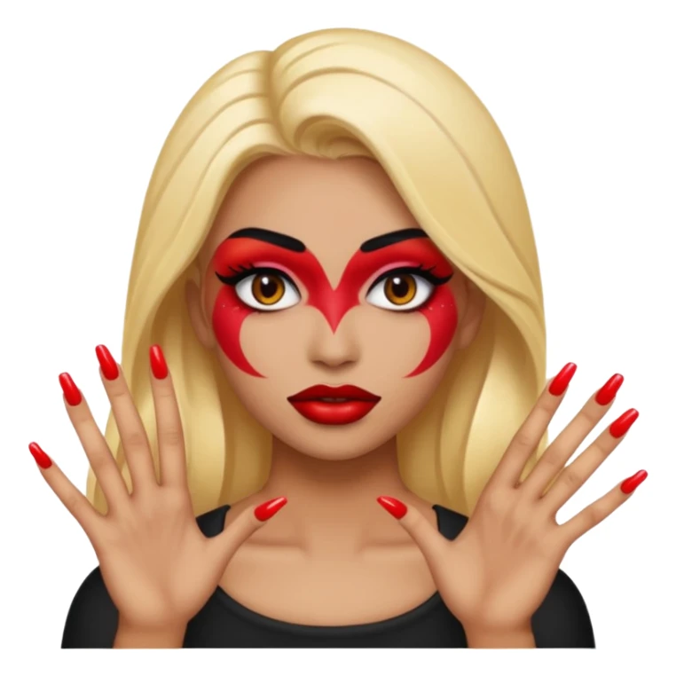 A baddie emoji with makeup and nails sticker