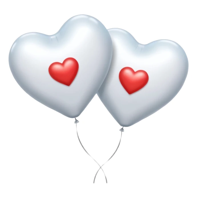 2 white Satin hearts balloons  sticker