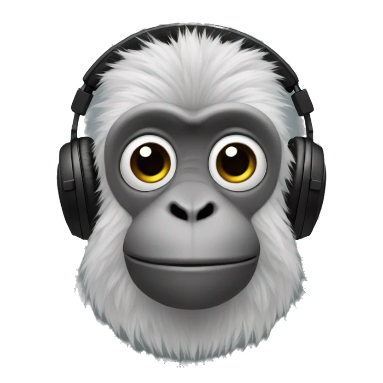 Grey monke no legs with black headphones sticker