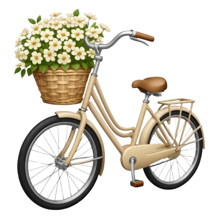 realistic light beige bicycle with basket of white  sticker