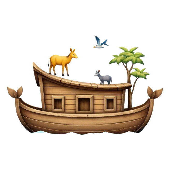 Wooden ark floating on water with animals peeking out sticker