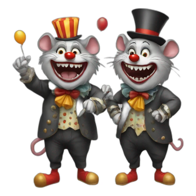 2 rats in the image of crazy clowns sticker