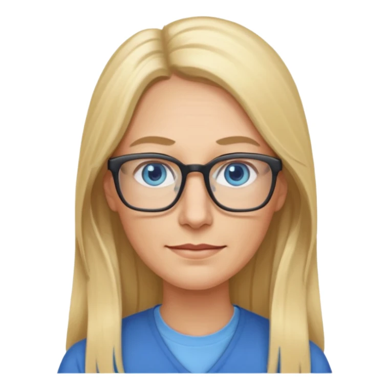 a 40 year old teacher with really long blonde hair and blue eyes long face smaller eyes sticker