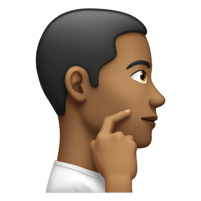 A side profile of a person touching their jawline with their pointer finger  sticker