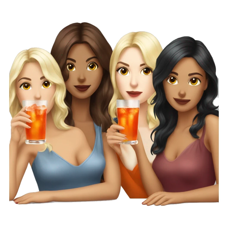 Three beautiful girls Blonde redhead and brunette  drinking aperol   sticker