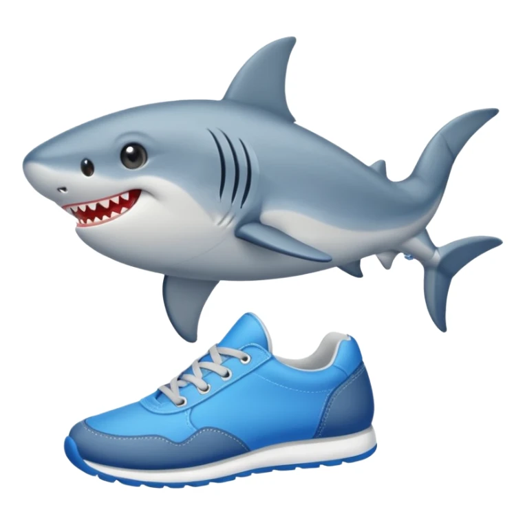 Tiburón con 3 pies y zapatillas azules niñe sticker