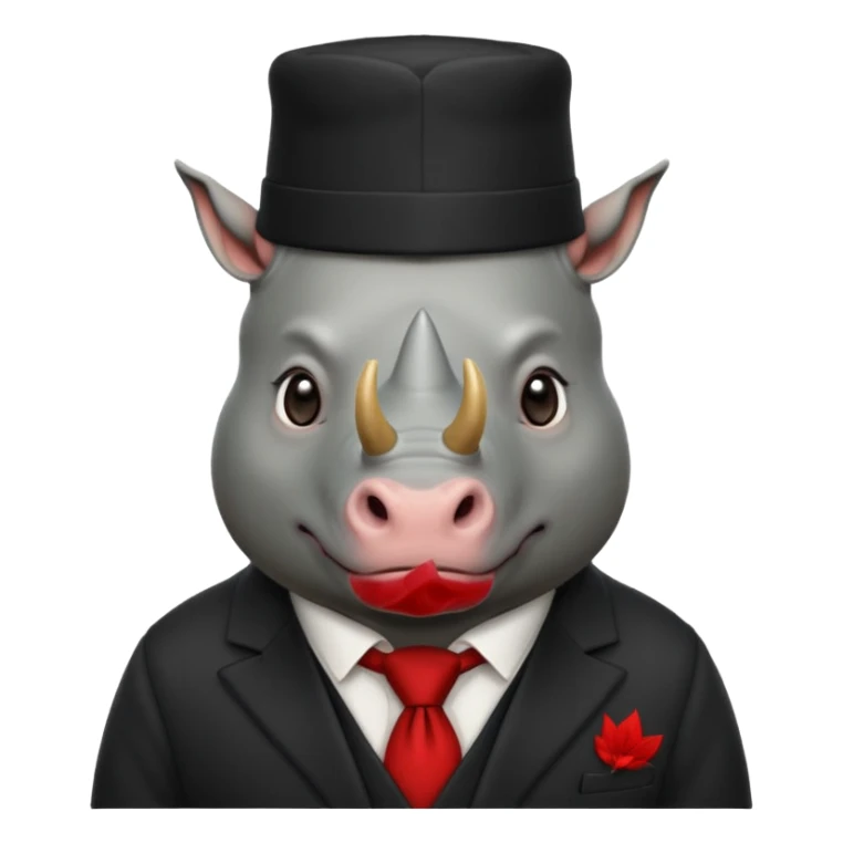 black suited rhino with fes hat sticker