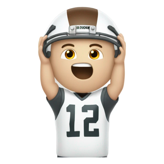 White boy in football  helmet hands up sticker