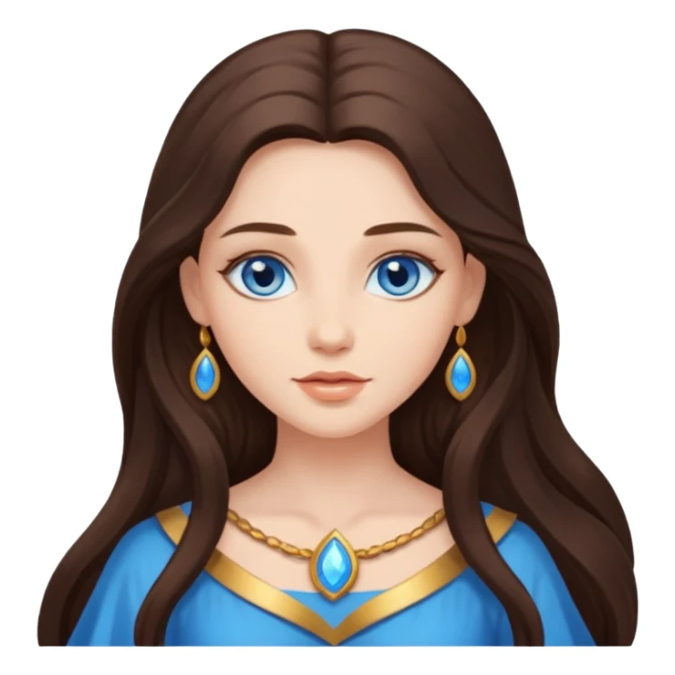 goddess long brunette hair blue eyes sticker
