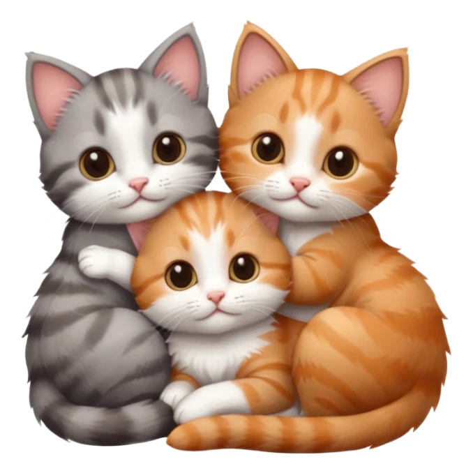 6 tiny kittens cuddling together all different colours, the first one is grey and white, the second is ginger and white and the third is brown tabby and white sticker
