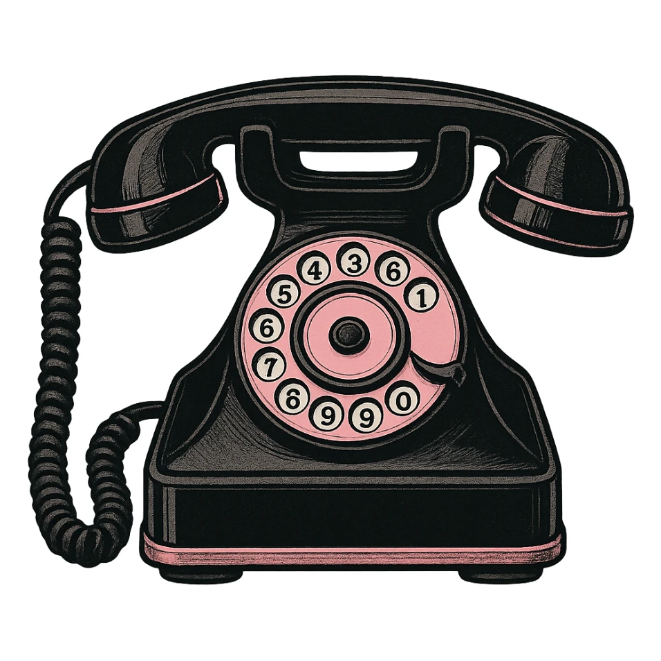 black and pink vintage rotary phone sticker