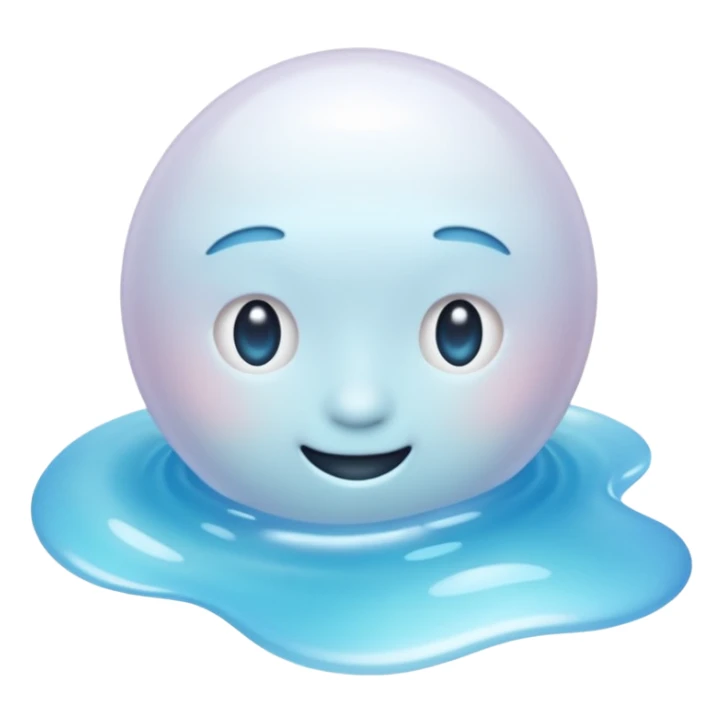 Light blue seashore emoji, pearl texture, soft gradient, smooth curves, glossy finish sticker