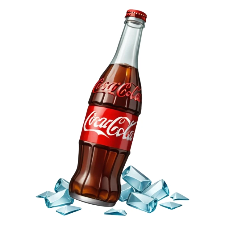 bottle of coca cola broken in the middle glass shards sticker