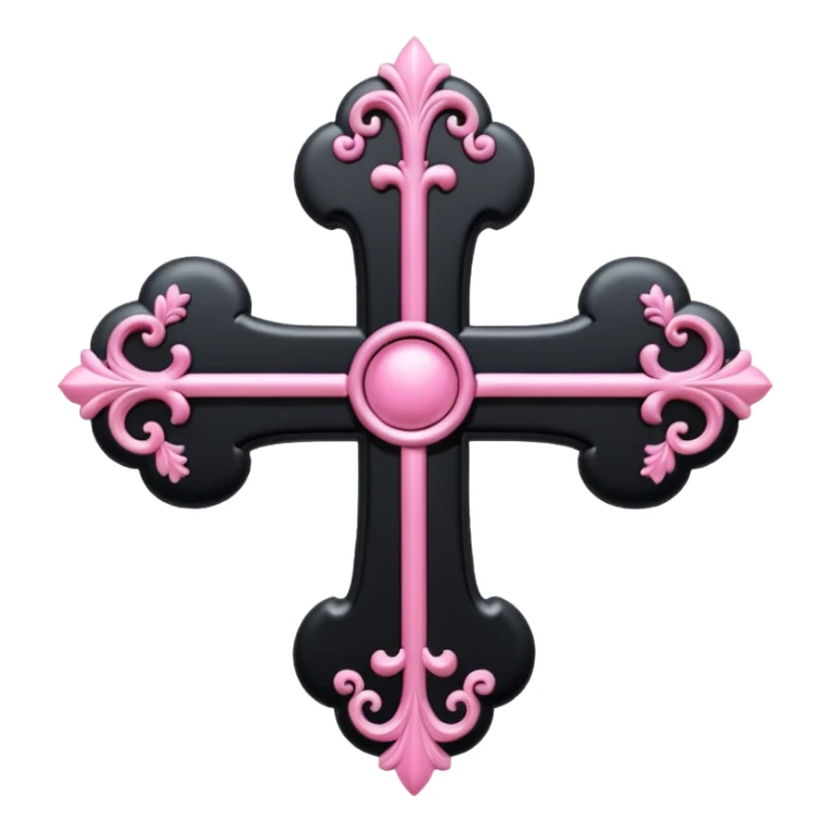 realistic 3d soft cute black pink goth cross , no woman sticker
