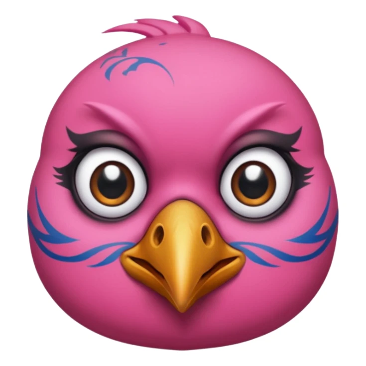 pink bird with piercings and excessive face tattoos two eyes sticker