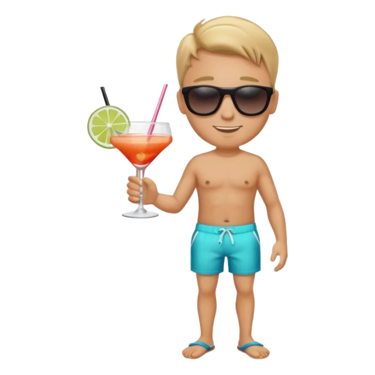 Male pool party with cocktails sticker