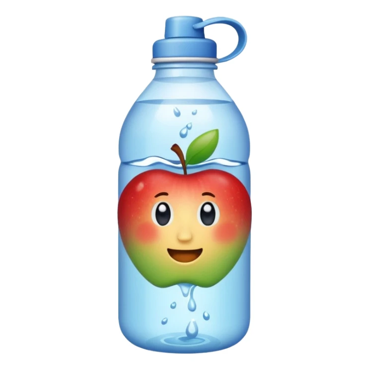 A water bottle emoji with the brand being *Apple Water* sticker