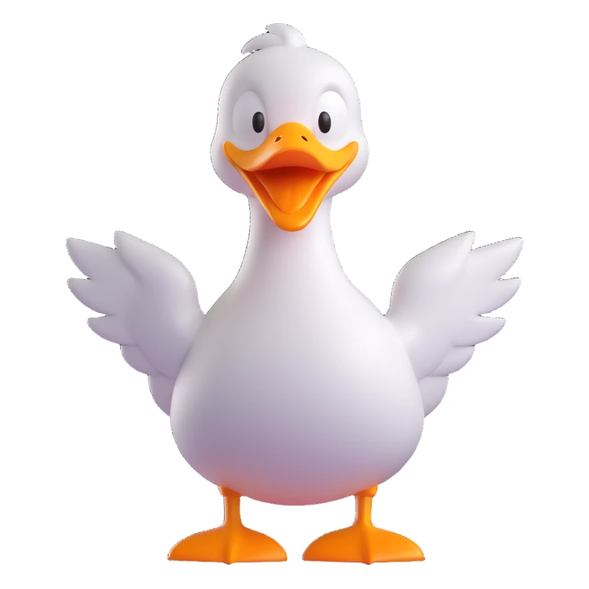 A cartoon-style duck with its beak open, shouting “WAK!” in big comic-style letters. The duck looks expressive and loud, with motion lines to show the sound. White background, bold and fun sticker