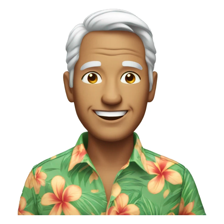 smiling older man in hawaiian shirt sticker