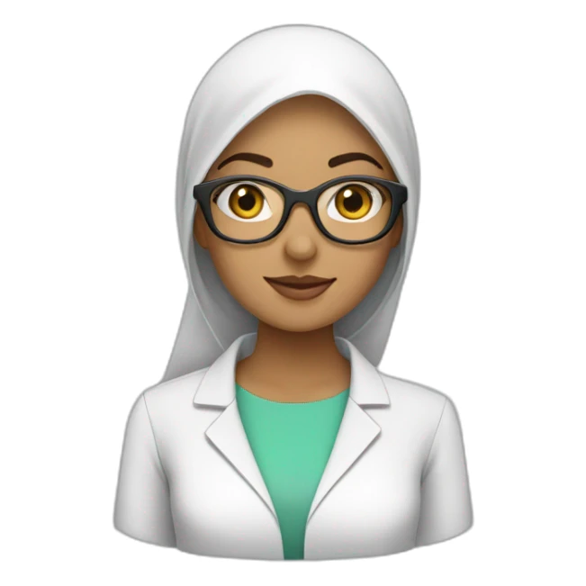 Hijab wearing Woman with lab coat and safety specs on  sticker