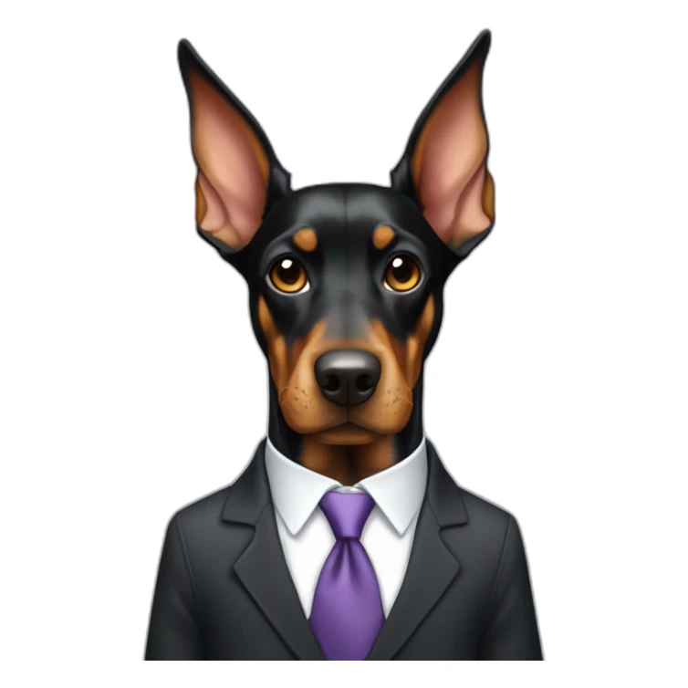Cute doberdore face (floppy ears), in a suit and tie sticker