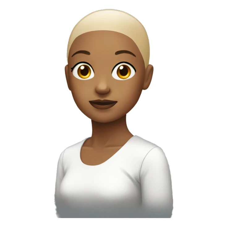 A girl with a shiny bald head sticker